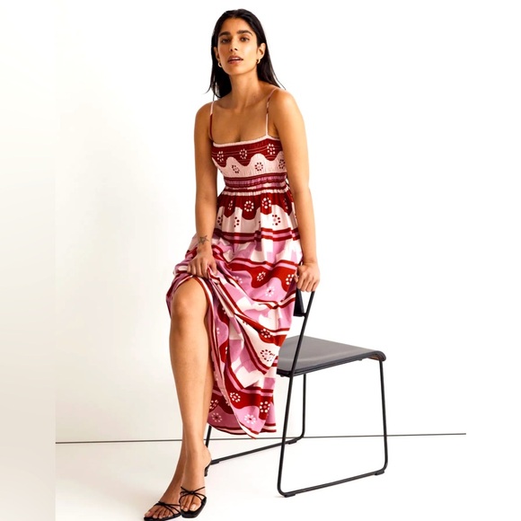 Madewell Dresses & Skirts - Madewell Theo Sleeveless Midi Dress in Geodaisy Batik - Rusted Red Size XXS